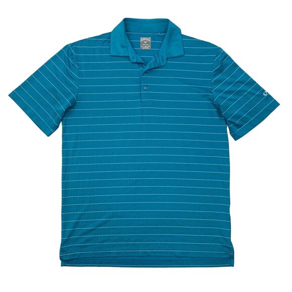 Callaway Polo Shirt Mens S Small Lagoon OptiDri Striped Short Sleeve Performance - Picture 1 of 11